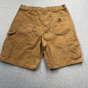 Carhartt Men's Cargo Shorts Canvas Brown Flat Front Button Zip Cargo Pockets 33